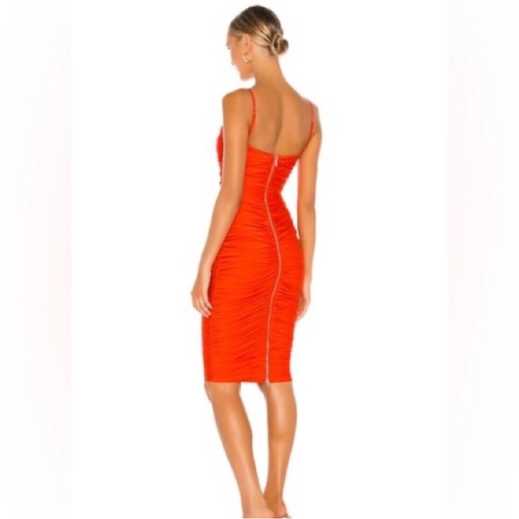 Nookie Elegant Orange Ruched Dress Size Small - Picture 3 of 10